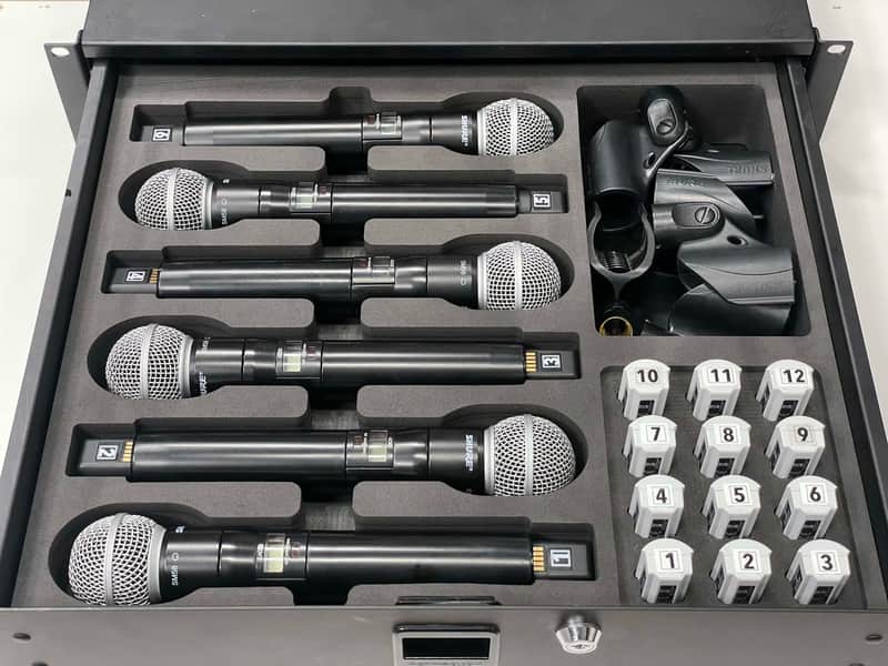Custom Foam Insert for Rack Drawer fits Shure Axient Digital Wireless ADX2 Handheld Microphones SB920 Batteries image 1