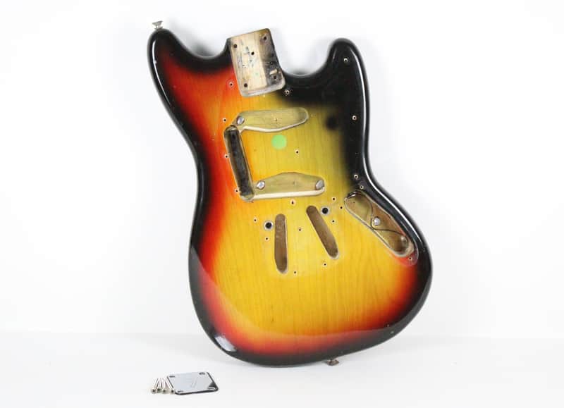1977 Vintage Fender Mustang Ash BODY Factory Sunburst USA 1970s w/Original Neck Plate image 1