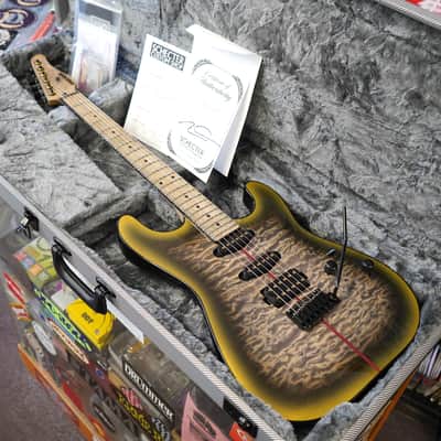 Schecter USA CUSTOM SHOP CET 50th Anniversary PROTOTYPE Metallic Gold w/Black Burst 6-String Electric Guitar w/ Black Tweed Case image 5