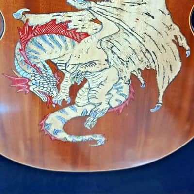 Blueberry Handmade Double Cutaway Grand Concert Acoutic Guitar Dragon Motif image 17