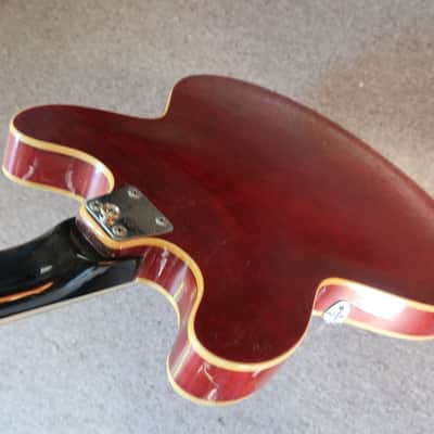 Vintage 1966 Vox Cougar V214 Bass Guitar Cherry Red Very Clean With Case 6/7 Condition Lots Of Finish Checking image 18