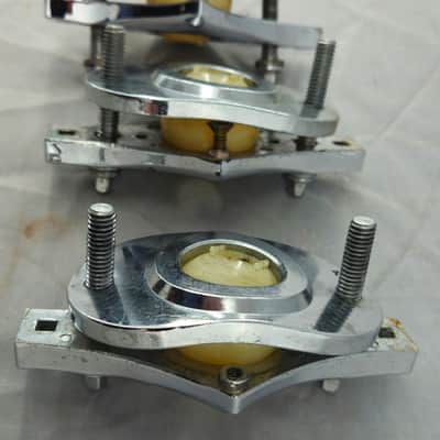 Fibes Uniball Tom Mount Holders WIth Double Tom Bass Drum Mount 1970s - Chrome image 6