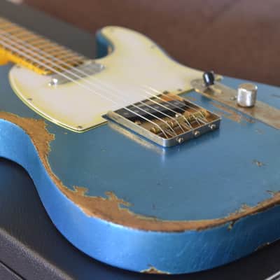 American Fender Telecaster 2019 Custom Heavy Relic Nitro Blue Sparkle image 11