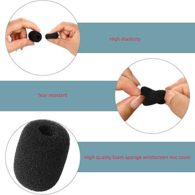 12 Pieces Foam Windscreen for Headset Microphone, 0.2" Diameter Microphone Pop Filter Windscreen Mic Cover High Density Mini Foam Cover Shield Protection Foam Replacement for Headset Mic(Black) image 3