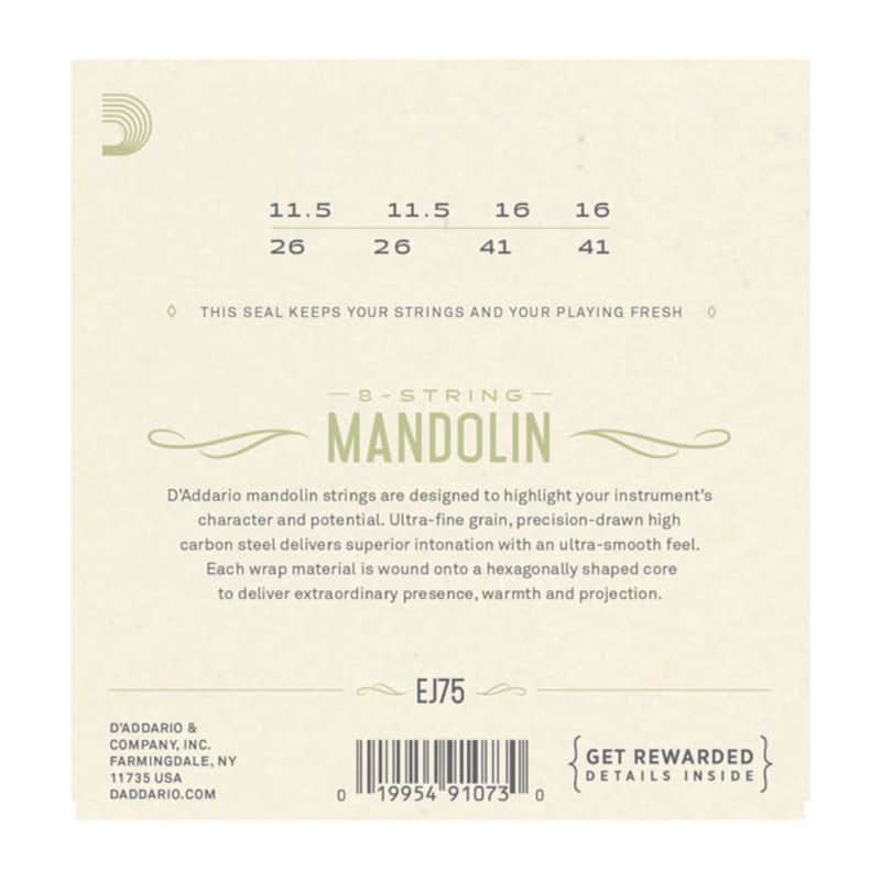 D'Addario D''Addario EJ75 Mandolin Strings, Phosphor Bronze, Medium/Heavy, 11.5-41 image 1