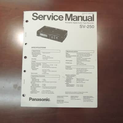 Panasonic SV-250 Portable DAT Technical Guide, Service Manual, and Operating Instructions 3 manuals image 5