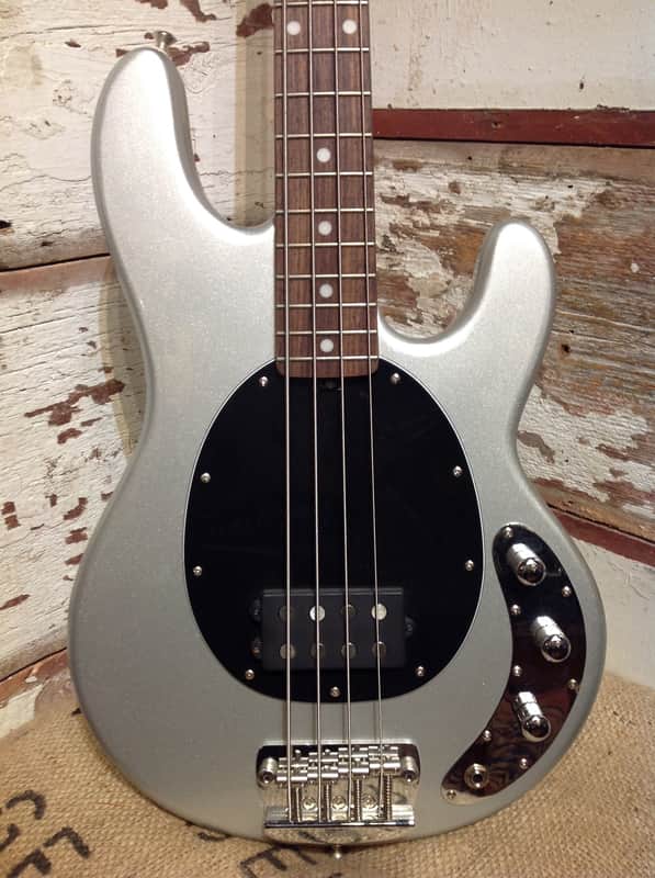 Used Sterling by Music Man Ray34CA Classic Active Bass Guitar  Silver Metallic image 1