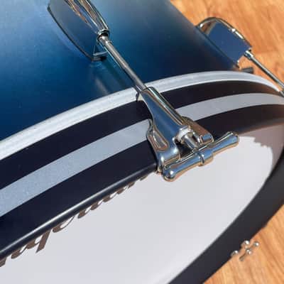 Slingerland Radio King 3-Ply Mahogany/Poplar Drum Set Silver & Blue Lacquer 24/13/16 image 7