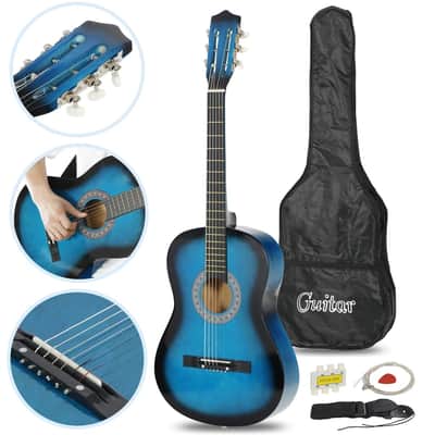 38" Full Size Acoustic Guitar Kids Guitar Adult GIGBAG STRAP TUNER Beginner Blue image 5