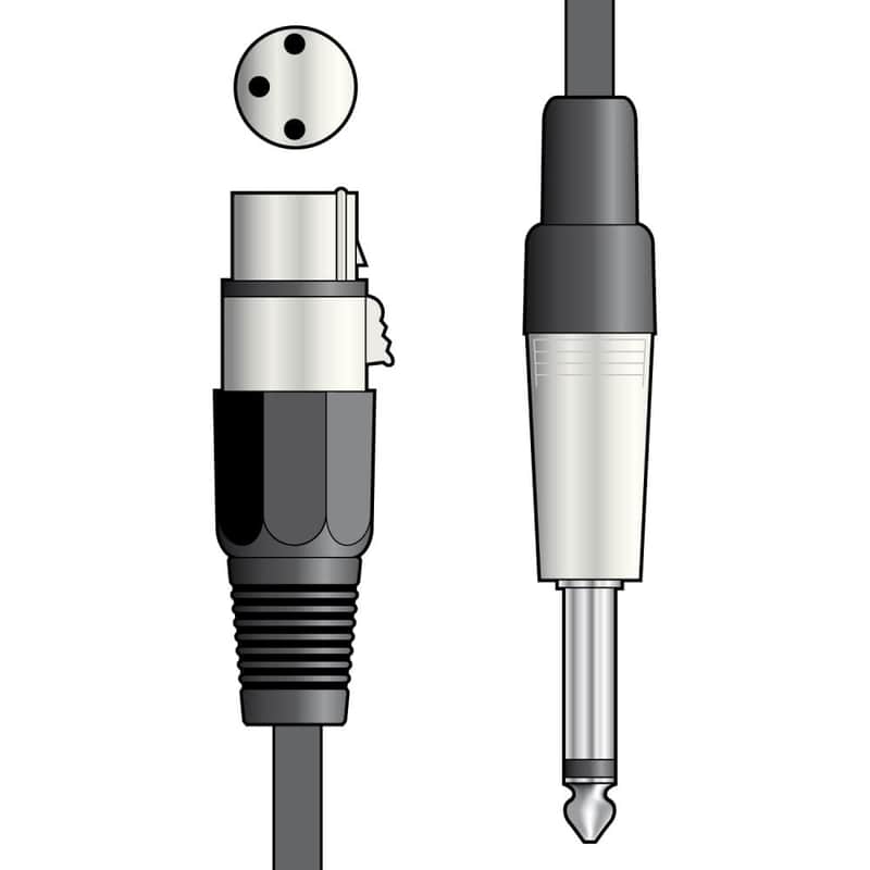 QTX Essentials Microphone/Audio Cable, XLR Female to 6.3mm Mono Jack, 3m image 1