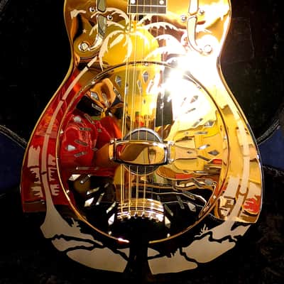 National Reso-Phonic Style O 14 Fret 2023 Mirror Nickel with Deco Palm Tree Design - IN STOCK NOW! image 5