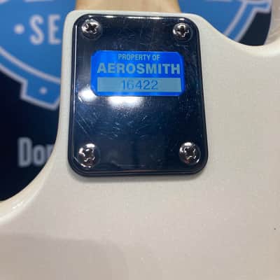 Tom Hamilton's Aerosmith, SIGNED Sadowsky NYC Pearl White Fretless 4-String Bass PLUS Tour Artifacts. (TH12) image 4