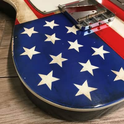 Made to Order - FRANCHIN Mars guitar body AMERICAN FLAG Usa Relic Aged Nitro Laquer Basswood Poplar Telecaster-Tele-T-Style Made in Italy image 5