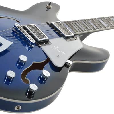 Hagstrom HSSUVIK60 Electric Guitar, Super Viking, Dark Baltic Sea Flame image 8