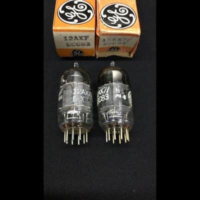 MATCHED NOS PAIR GE 12AX7 ECC83 Fat Plate VINTAGE Audio VACUUM TUBES 8.9843 image 2
