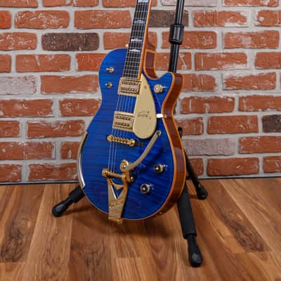 Gretsch USA Custom Shop G6134CS Penguin Master Built by Stephen Stern Flame Maple Top Transparent Blue Stain 2013 w/OHSC image 5