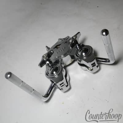 *DW Clamp-On Double Tom Drum Holder DWSM992 Dual Swivel Ball L-Arms Chrome Mount image 1