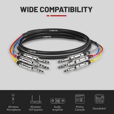 Pro 4-Channel TRS Cable, 6 Ft Snake Cord, TRS Patch Wire, Balanced 1/4-Inch Cable, Color-Coded, 4-in-1 Design, 1/4" Audio Cord w/24 AWG OFC Copper (PCBL-QR4IN1-6) image 2