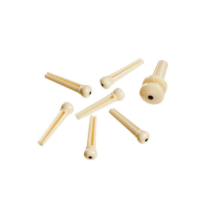 D'Addario Planet Waves Plastic Bridge Pins in Ivory with Ebony Dot - Pack of 7 image 1