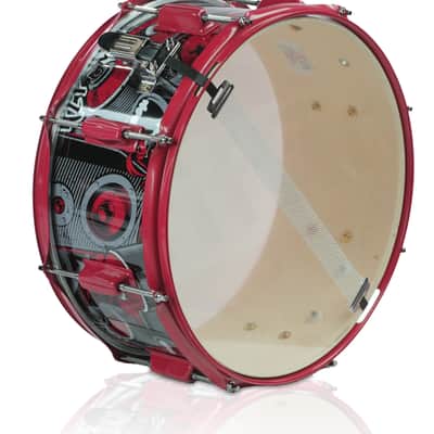 Griffin Birch Wood Shell Snare Drum - 14" x 6 - 5" with Custom Graphic Wrap (Limited Edition) - Percussion Musical Instrument with Drummers Key for Students & Pros 8 Tuning Lugs & Snare Strainer image 2