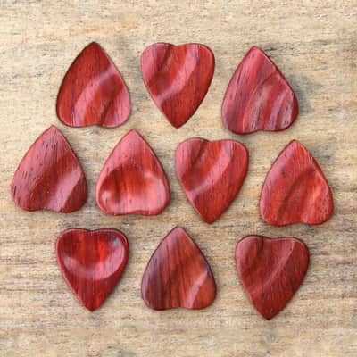 Padauk Wood Heart Shaped Guitar Pick - Handmade Natural Specialty Exotic Luxury Plectrum - 24 Pack image 1