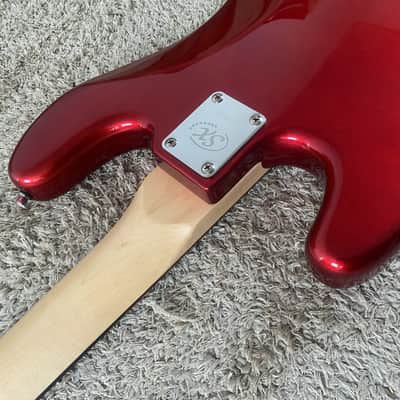 Red SX 4 String Precision Bass Style, Basswood Body with Maple Neck, Rosewood Fingerboard image 9