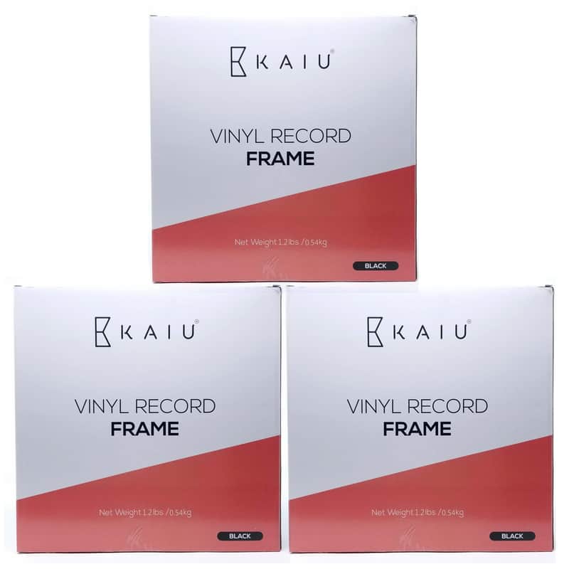 Lot of 3 x KAIU Vinyl Record Frames – Black, Solid Wood Album Frame image 1
