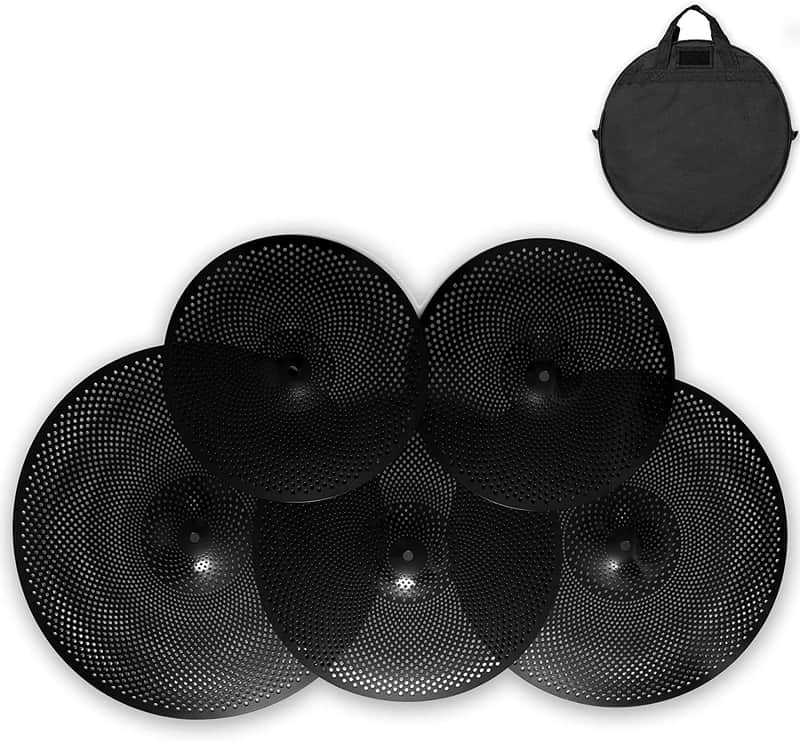 Low Volume Cymbal Quiet Tone Cymbal Set 14"hihat16"crash18"crash20"ride with bags Black Color image 1