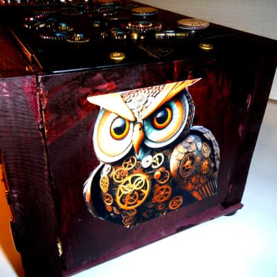 Synth Portal Steampunk Modular Powered Synthesizer-no modules 2025 - Wood/black & bronze image 13