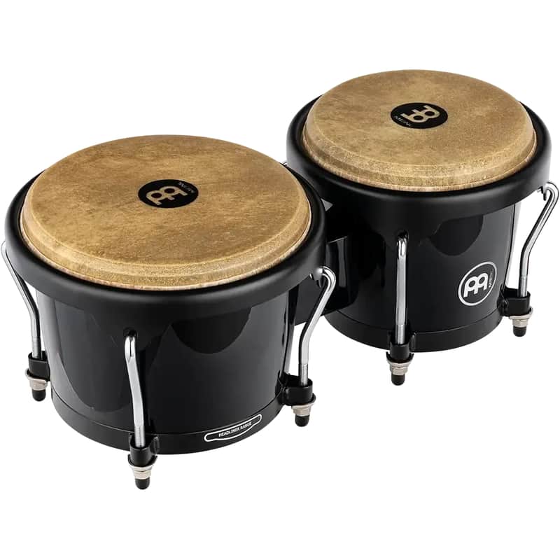 Meinl Headliner Fiberglass Bongo w/Buffalo Heads | 6-3/4" Macho + 8" Hembra | Black image 1