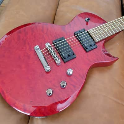 2008 ESP LTD EC-100QM Electric Guitar – See-Thru Black Cherry Quilt Top image 1