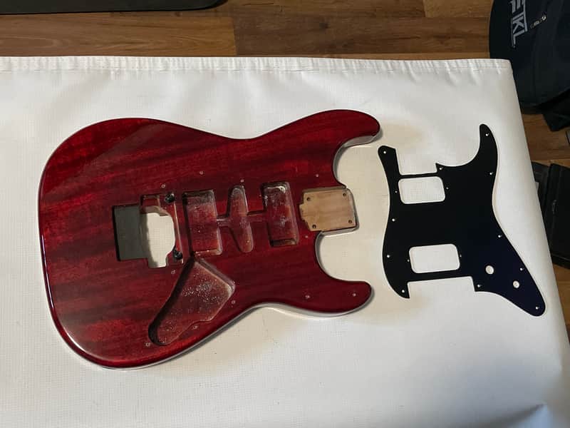 Made in USA KNE Charvel Pro Mod So Cal Style Red Stain Mahogany Guitar Body Floyd Ready Truss Wheel Cutout image 1