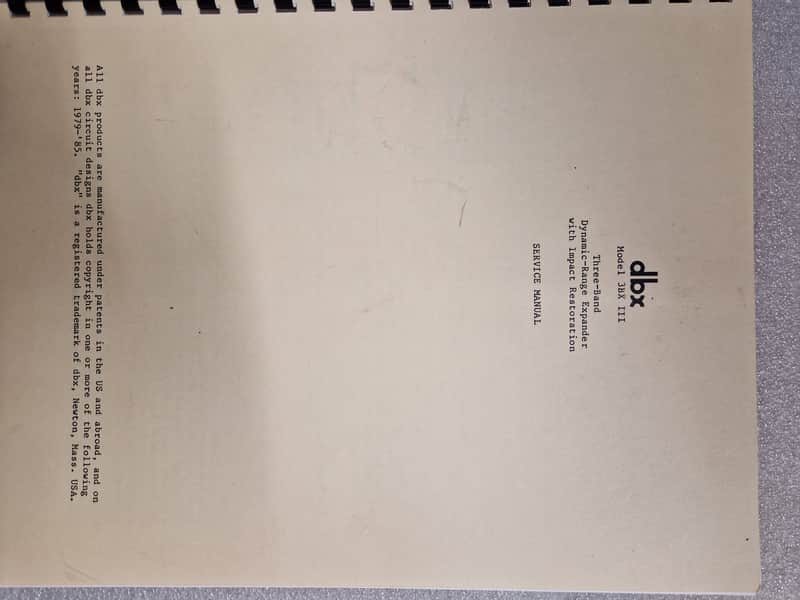 dbx Model 3BX III Service Manual image 1