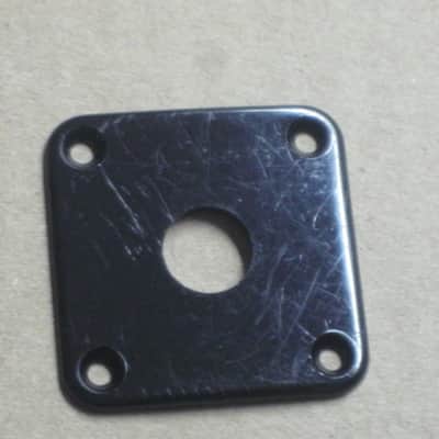 used (medium relic'd) genuine Gibson PRJP-010 Black Plastic Jack Plate for Les Paul (+ used nickel finish screws - but very clean gold finish screws available upon request) 1990s - 2020s (specifically from 1996) image 8