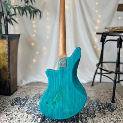 Offbeat Guitars Jacqueline TB2-34 Long Scale Bass, Bahama Skies on Pine, Custom Fralin Pickups, Leo Quan Badass Hardware image 5