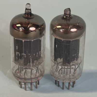 1950s RCA 12AU7 ECC82 (x2) Matched Pair Vintage Long Black Plate Tubes! T144 image 1