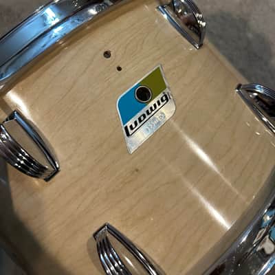 Ludwig No. 989 Big Beat Outfit 8x12 / 9x13 / 16x16 / 14x22" Drum Set (3-Ply) with Pointed Blue/Olive Badges 1973 - 1976 - Maple Cortex image 4