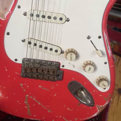 1966 Relic Fender Stratocaster, Fiesta Red, USA and Japan Parts image 8