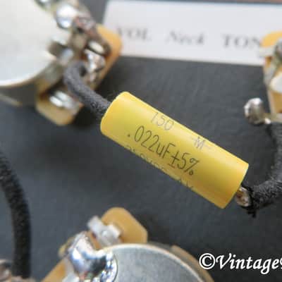 Wiring Kit Mallory MUSTARD .022uF Caps CTS 550k SHORT shaft pots fit Gibson Les Paul Std Historic image 2