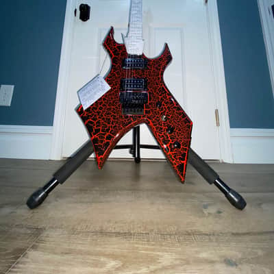 2022 BC Rich Stranger Things Eddie Munson Ltd Ed Warlock Red Krackle Guitar image 1