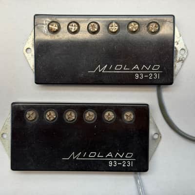 Vintage MIJ Midland Single Coil Pickups 93-231 1970s Black Ceramic Low Output 5K Vintage image 1