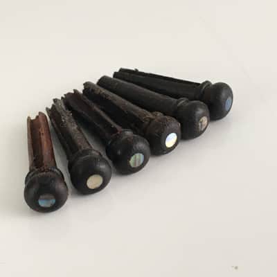 Six Solid Hard Rosewood Guitar Bridge 6 Pins Acoustic Guitar Inlaid Abalone Dot! image 3
