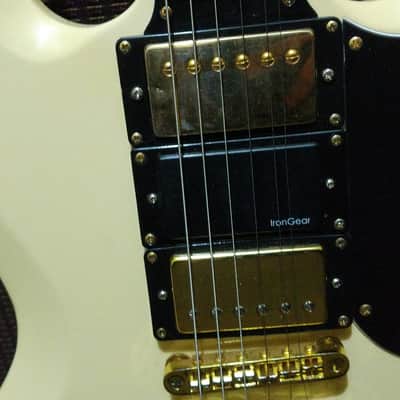 3 Humbuckers Harley Benton DC-600 VI SG Cream With Upgraded Pickups (Iron Gear) - Like Epiphone G400 image 3