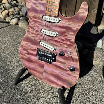 Tom Anderson Guitarworks Drop Top Shorty 24 3/4" Scale Length 2024 - Abalone With Binding Top, Purple back image 3