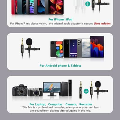 PoP voice Professional Lavalier Lapel Microphone Omnidirectional Condenser Microphone image 2