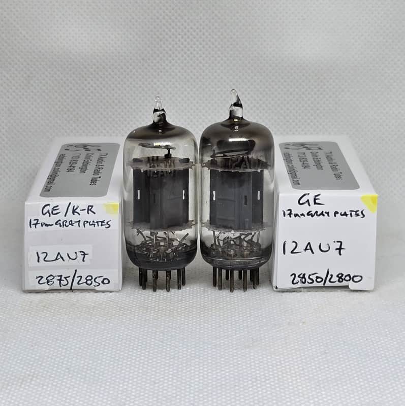 GE / Ken-Rad 12AU7 Long Gray Plates Well Matched (2.6%) Pair NOS ECC82 12AU7A image 1