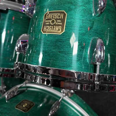 ~NEW!~ Gretsch USA Custom 4-Piece 10/12/16/22 Drum Kit Set in Caribbean Blue Gloss Lacquer with Square Badges image 3