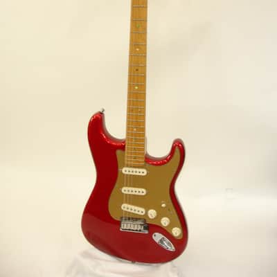 2005 Fender American Deluxe Strat V Neck Electric Guitar, Maple Fingerboard, Candy Apple Red w/ Case image 2
