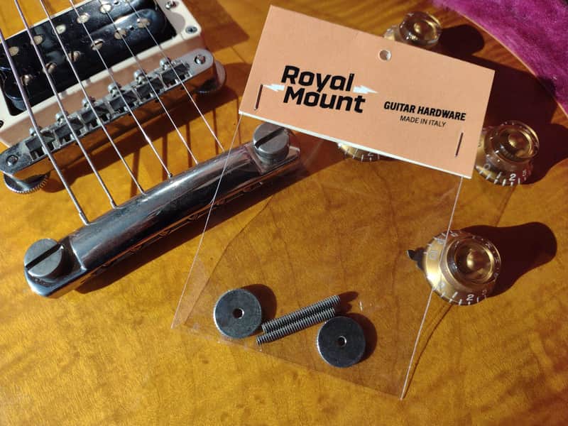 Gibson AGED soft brass 50 thumbwheels + posts for vintage ABR-1 bridge Les Paul Royal Mount 2026 - Nickel image 1