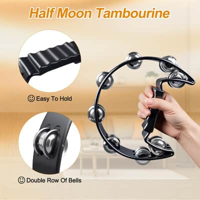 10Pcs Black Tamborines Musical Instrument Adults, Kids Music Percussion Set image 2